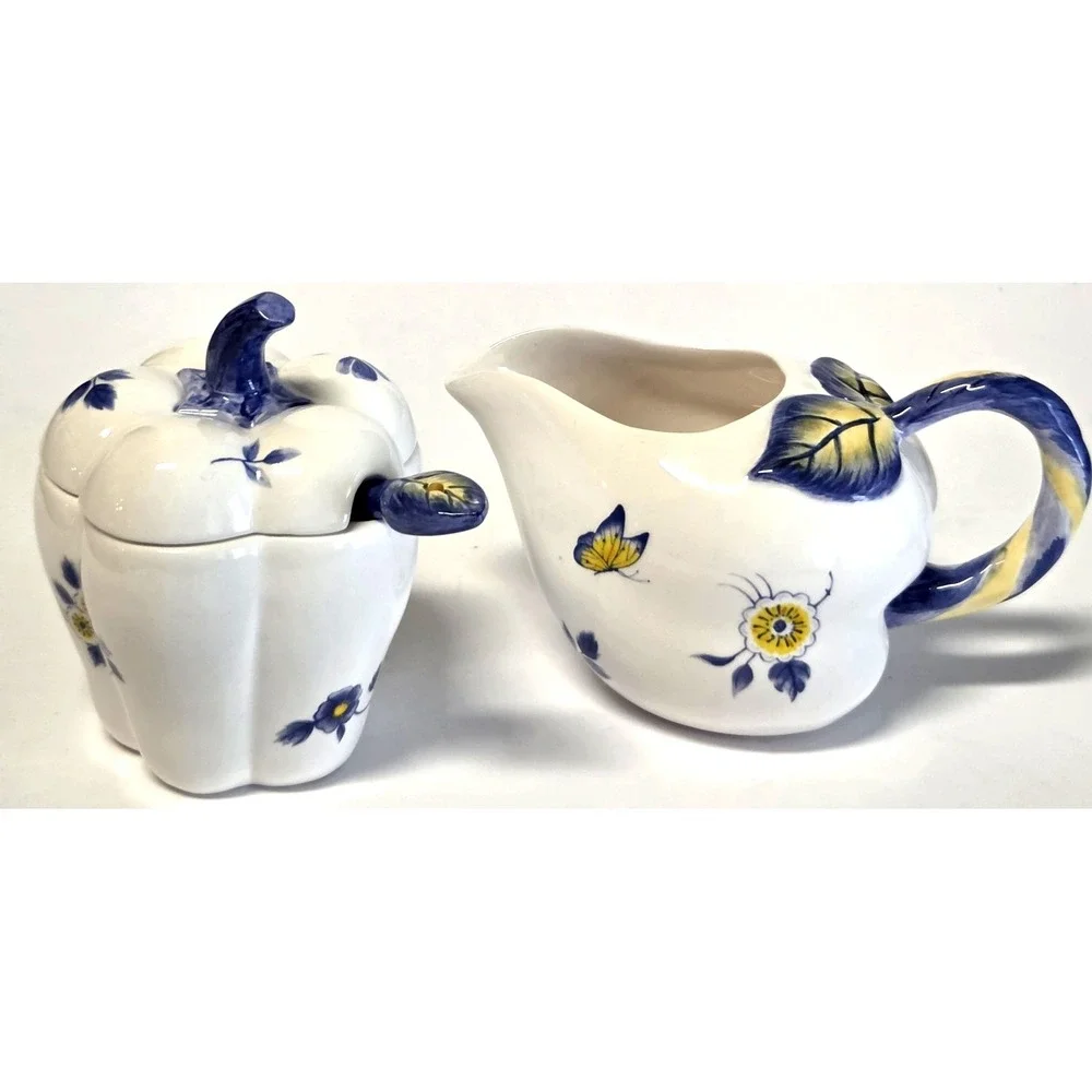 Spode Imperial Garden Completer Set Sugar & Creamer Set Porcelain Lid & Spoon